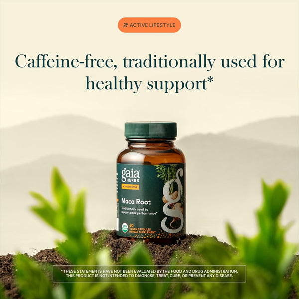Gaia Herbs Maca Root Caffeine-Free Energy Supplement 60 Vegan Capsules