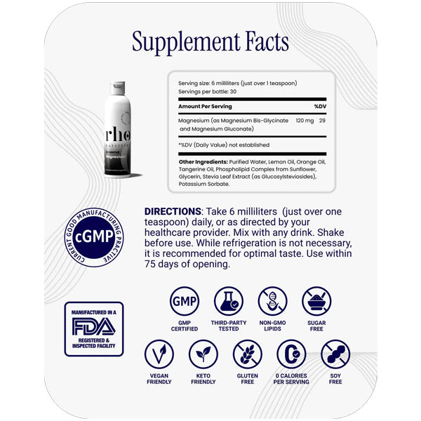 Rho Nutrition Liposomal Magnesium Supports Muscle Recovery 6oz