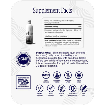 Rho Nutrition Liposomal Magnesium Supports Muscle Recovery 6oz