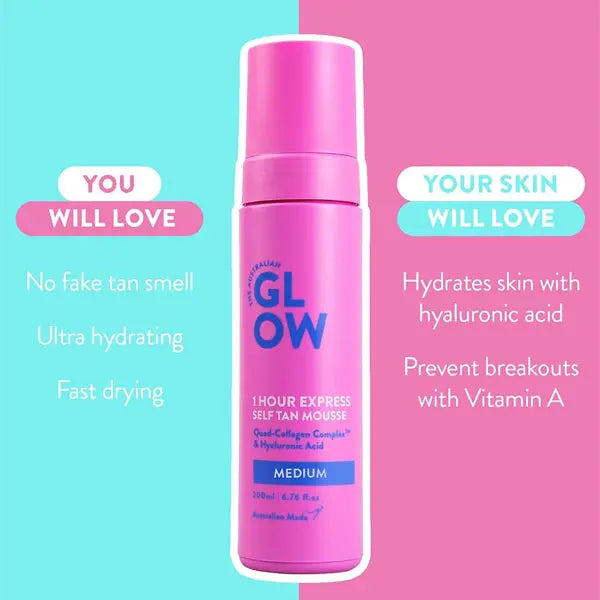 2 Pack - Australian Glow 1 Hour Express Self Tan Mousse Medium 6.76oz Australian Glow