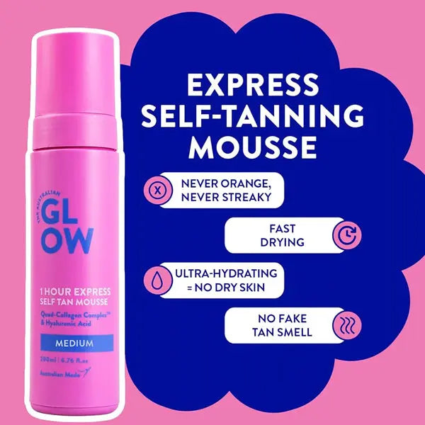 2 Pack - Australian Glow 1 Hour Express Self Tan Mousse Medium 6.76oz Australian Glow