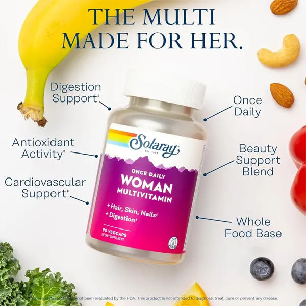 Solaray Once Daily Woman Multivitamin with Iron 90 VegCaps Solaray