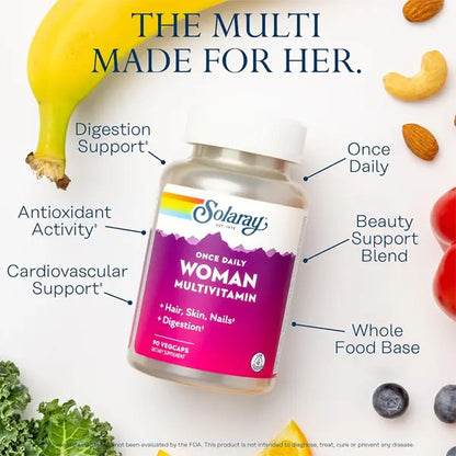 Solaray Once Daily Woman Multivitamin with Iron 90 VegCaps Solaray