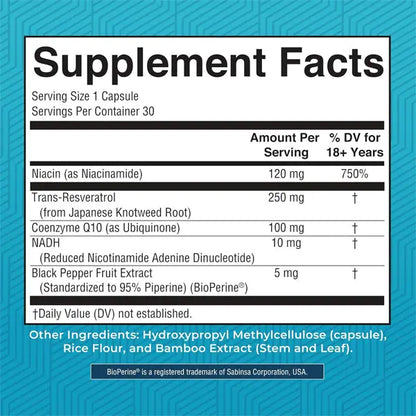 Mary Ruth's NADH Capsules NAD+ Precursor for Cellular Energy 30 Count Mary Ruth's