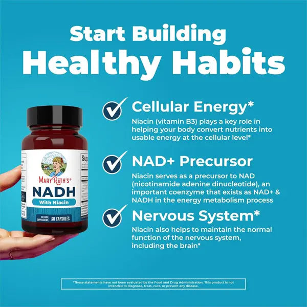 Mary Ruth's NADH Capsules NAD+ Precursor for Cellular Energy 30 Count Mary Ruth's