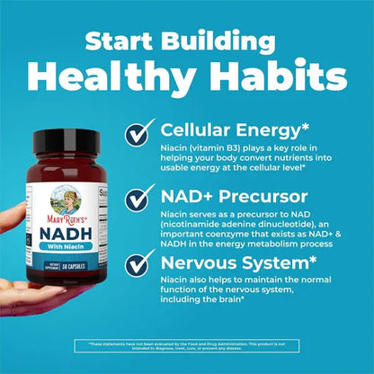 Mary Ruth's NADH Capsules NAD+ Precursor for Cellular Energy 30 Count Mary Ruth's