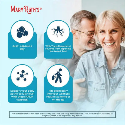Mary Ruth's NADH Capsules NAD+ Precursor for Cellular Energy 30 Count Mary Ruth's