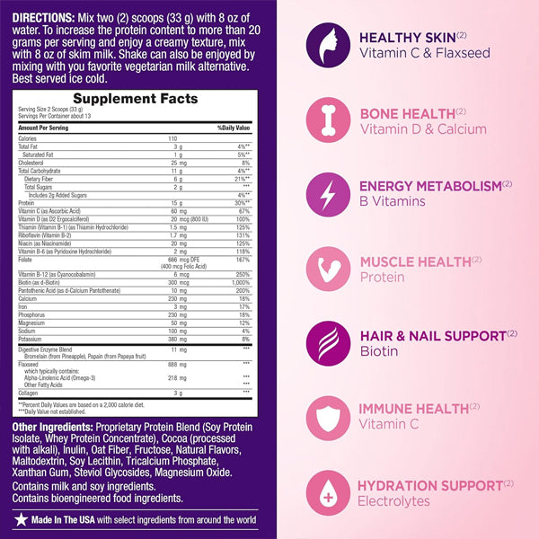 Nature's Bounty Optimal Solutions Complete Protein & Vitamin Shake Mix Decadent Chocolate 16oz