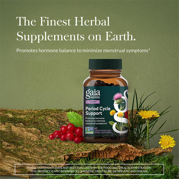 Gaia Herbs Period Cycle Support for Hormone Balance 60 Vegan Capsules