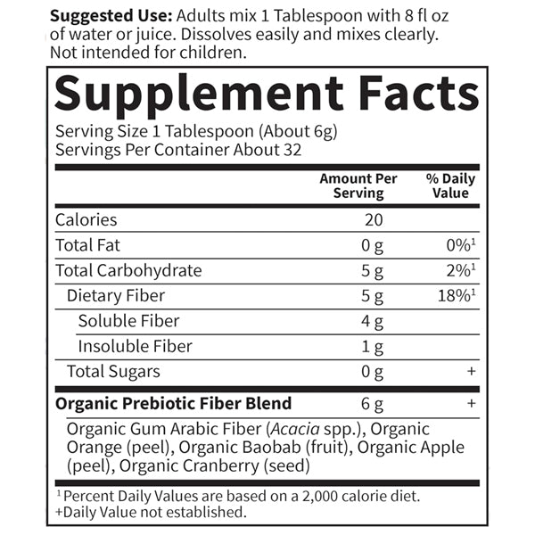 Garden of Life Organic Prebiotic Fiber Powder Supplement Unflavored 32 Servings Garden of Life