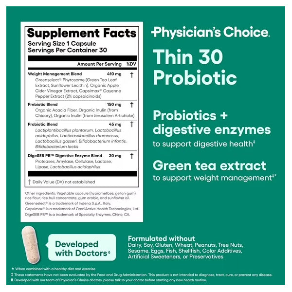 Physician's Choice Thin 30 Probiotic for Weight Management 30 Count