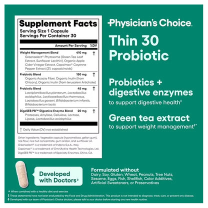 Physician's Choice Thin 30 Probiotic for Weight Management 30 Count