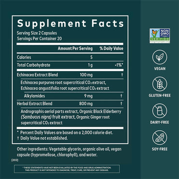 Gaia Herbs Quick Defense Immune Support Supplement 40 Vegan Capsules