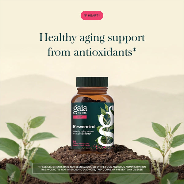 Gaia Herbs Resveratrol for Antioxidant Support 50 Vegan Capsules