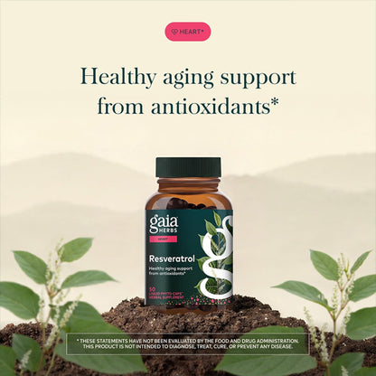 Gaia Herbs Resveratrol for Antioxidant Support 50 Vegan Capsules