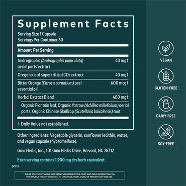 Gaia Herbs Sinus & Lung Supreme Lung Support Supplement 60 Vegan Capsules
