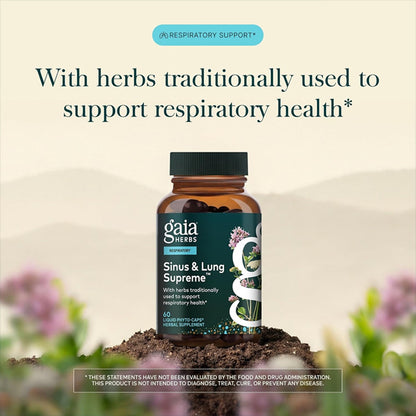 Gaia Herbs Sinus & Lung Supreme Lung Support Supplement 60 Vegan Capsules