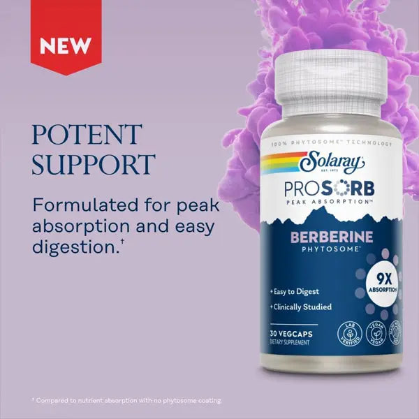 Solaray Berberine Phytosome 9X Absorption and Easy-to-Digest 30 VegCaps Solaray