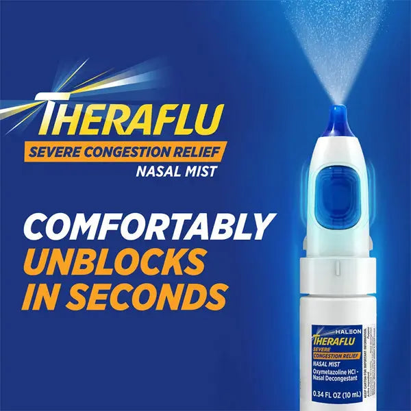 Theraflu Severe Congestion Relief Nasal Mist 3 Pack 0.34oz Each Theraflu