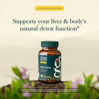 Gaia Herbs Milk Thistle Liver Supplement 60 Vegan Capsules