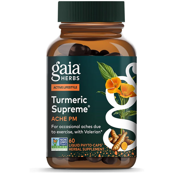 Gaia Herbs Turmeric Supreme Ache P.M. Sleep Support 60 Vegan Capsules