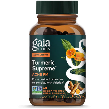 Gaia Herbs Turmeric Supreme Ache P.M. Sleep Support 60 Vegan Capsules