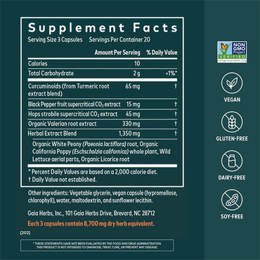 Gaia Herbs Turmeric Supreme Ache P.M. Sleep Support 60 Vegan Capsules