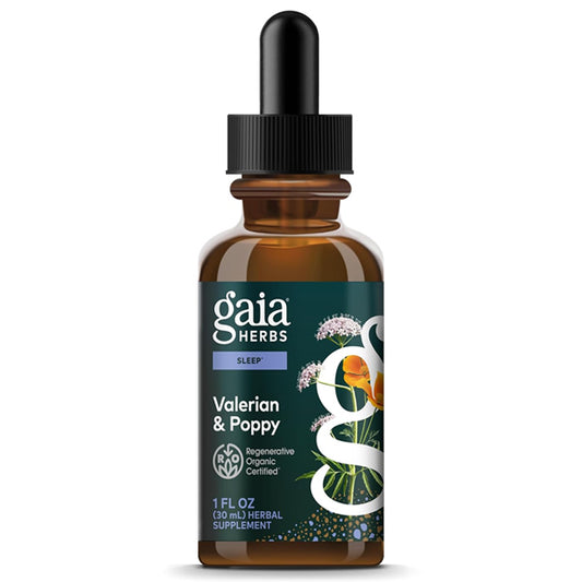 Gaia Herbs Valerian & Poppy 1oz Regenerative Organic Certified