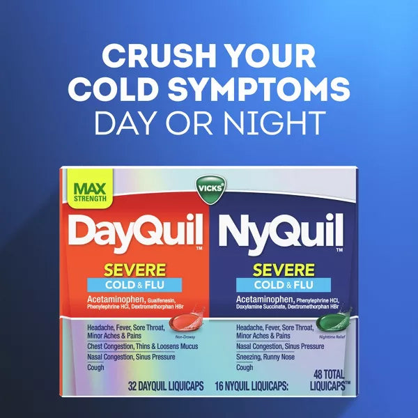 2 Pack - Vicks DayQuil & NyQuil Max Strength Severe Combo 12 Count Each