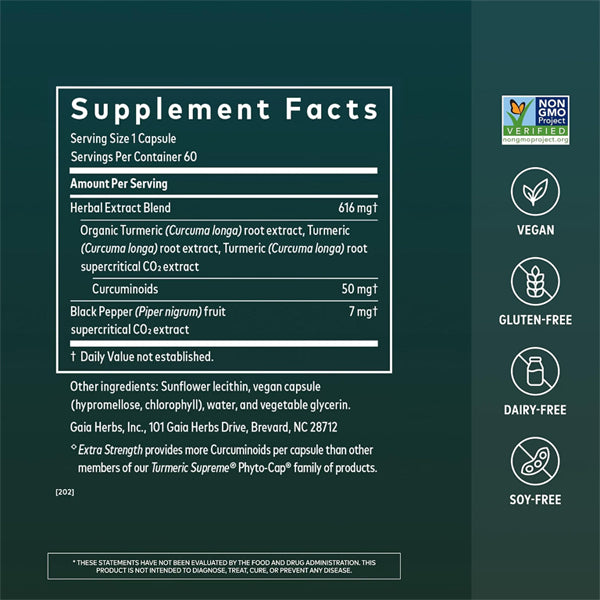 Gaia Herbs Turmeric Supreme Extra Strength 60 Vegan Capsules